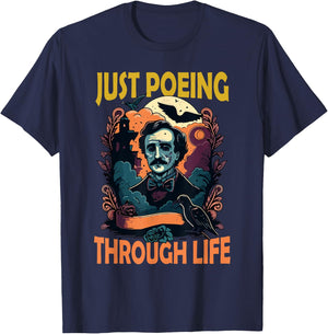 Gothic Edgar Allan Poe The Raven Dark Academia Literature T-Shirt - T-Shirt | Navy