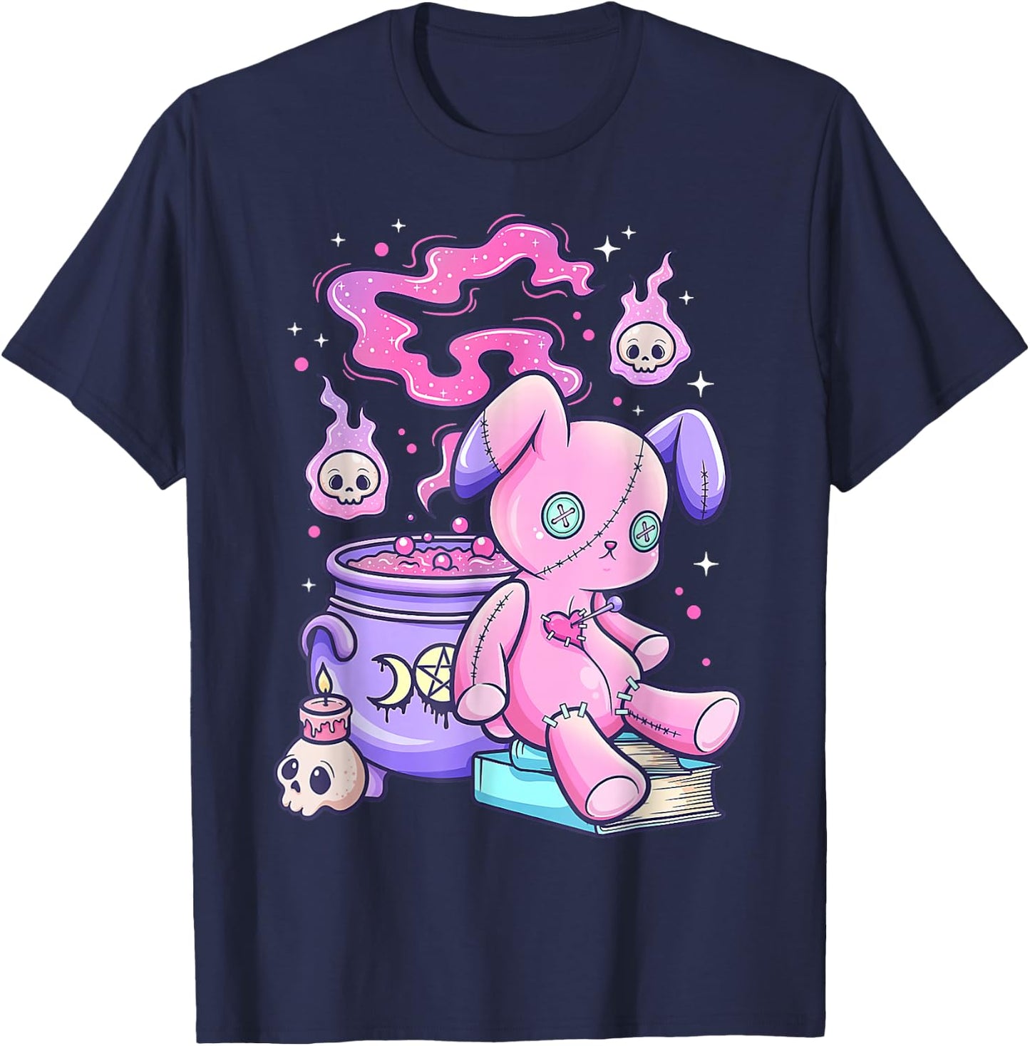 Kawaii Pastel Goth Cute Creepy Witchy Bear Small T-Shirt - T-Shirt | Navy
