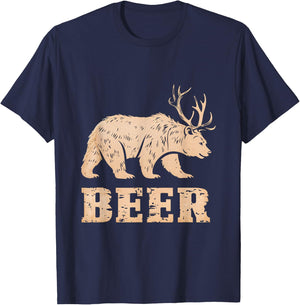 Beer Bear Animal Rustic Vintage Brewery T-Shirt - T-Shirt | Navy