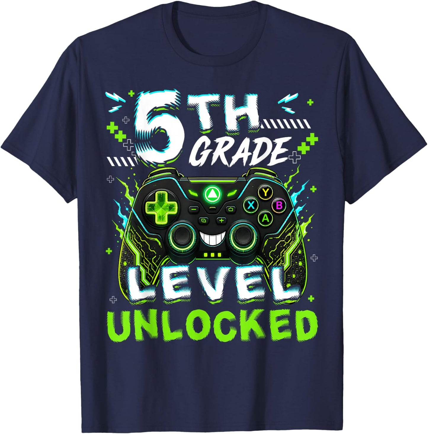 Back to School 5th Grade Level Unlocked Video Gamer Boy Kid T-Shirt - T-Shirt | Navy