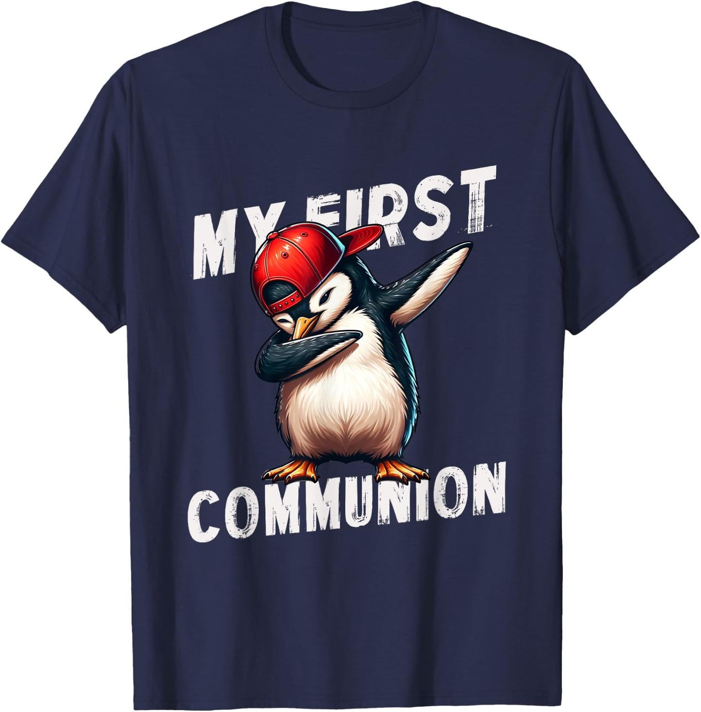 My First Communion Dabbing penguin 1st Communion Kids T-Shirt - T-Shirt | Navy