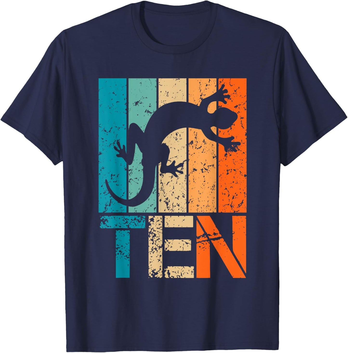 10th Lizard Birthday 10 Year Old 10yr Boys Birthday Reptile T-Shirt - T-Shirt | Navy