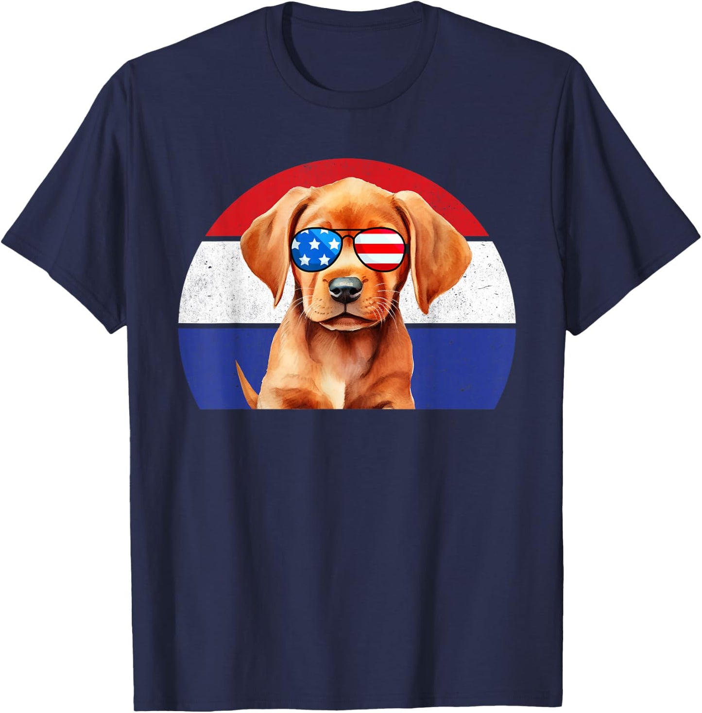 Fox Red Lab Mom Dad Flag Labrador Retriever T-Shirt - T-Shirt | Navy