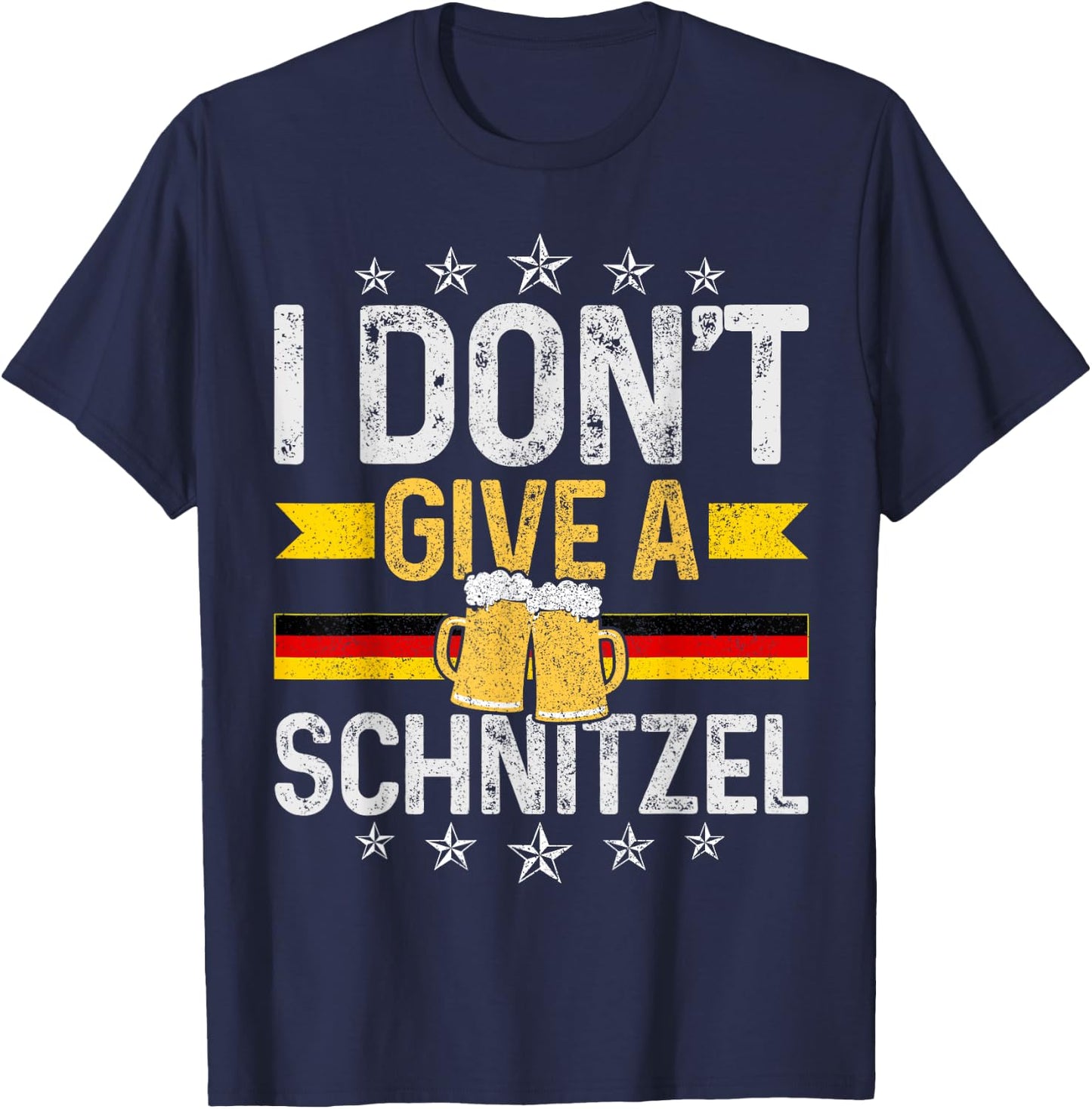 I Don't Give A Schnitzel Oktoberfest German Flag Funny Gift T-Shirt - T-Shirt | Navy