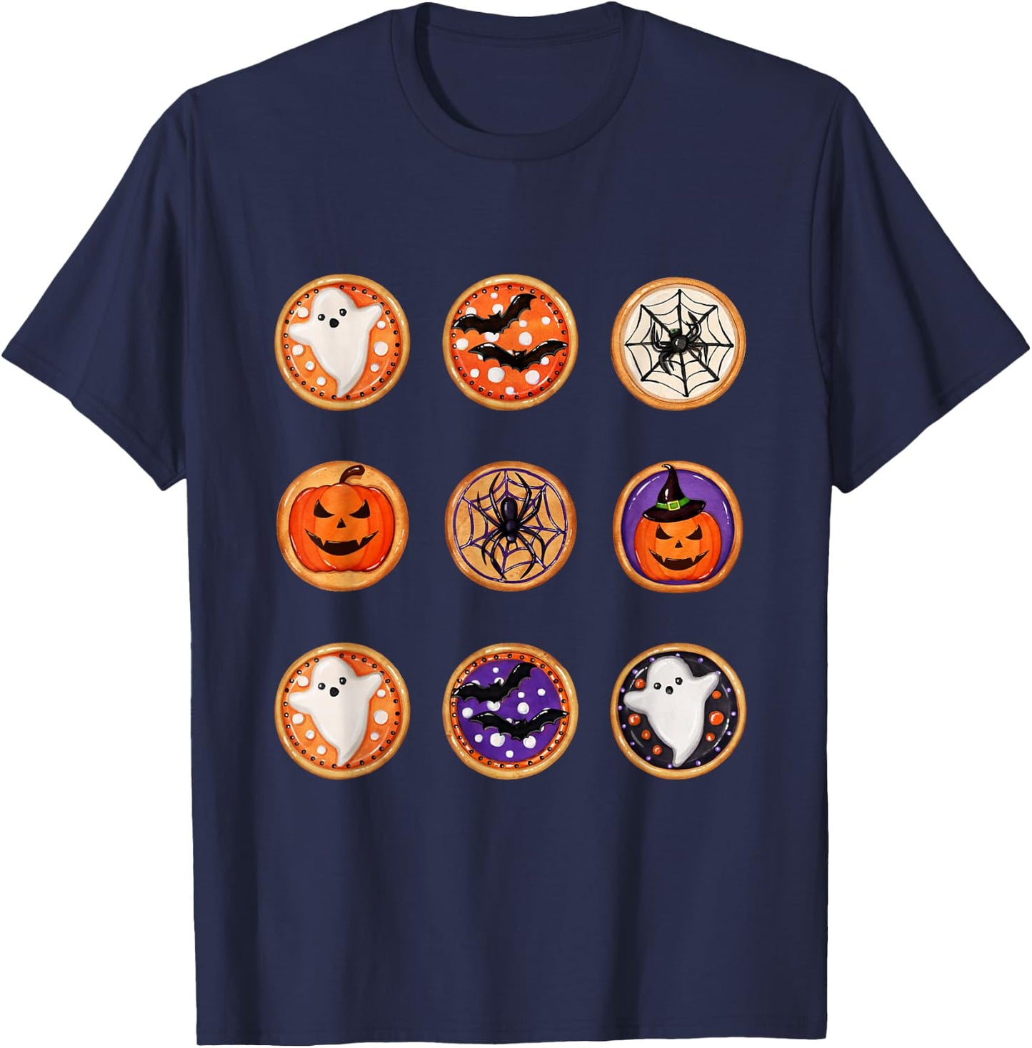 Halloween Cookies Ghost Pumpkin Halloween Sugar Cookie T-Shirt - T-Shirt | Navy