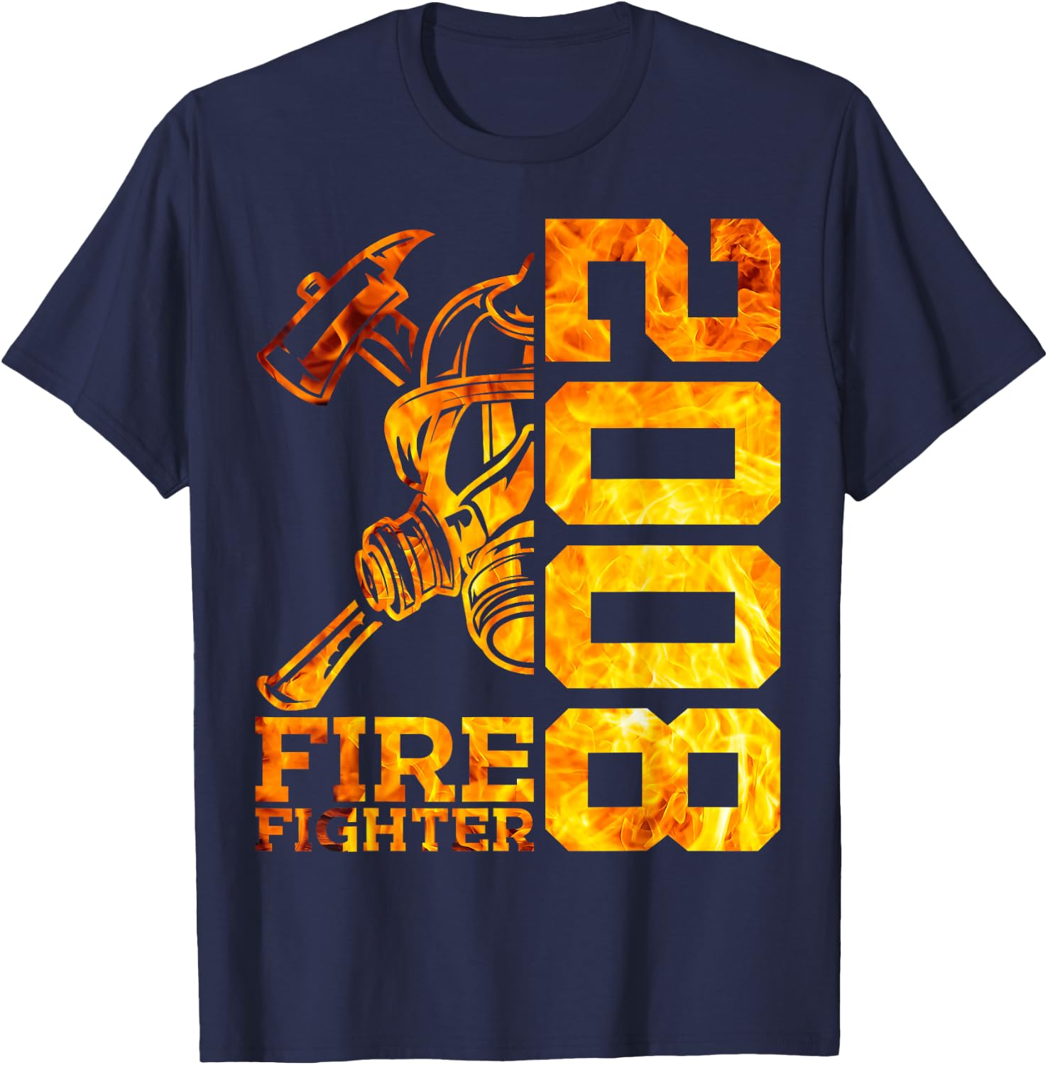 FIRE FIGHTER 2008 15 YEARS FIRE FIGHTER 15TH BIRTHDAY , black T-Shirt - T-Shirt | Navy