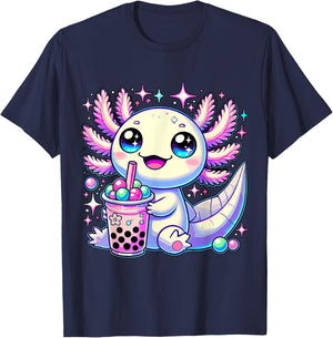 Magical and Funny Axolotl lover Gifts -Adults & Kids Boba Tea Bubble Tea T-Shirt - T-Shirt | Navy