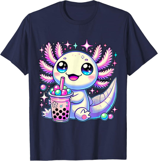 Magical and Funny Axolotl lover Gifts -Adults & Kids Boba Tea Bubble Tea T-Shirt - T-Shirt | Navy
