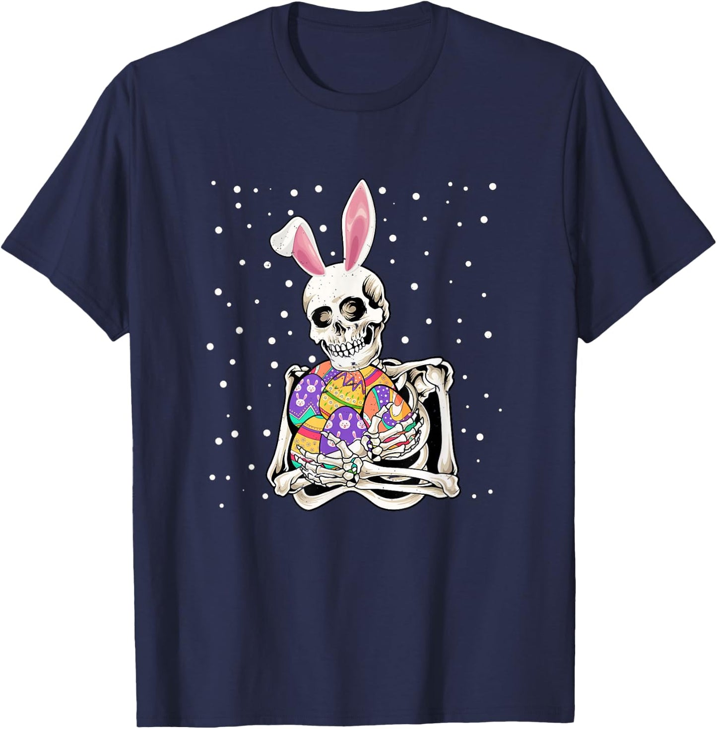 Bunny Skeleton Holding Easter Eggs Funny Easter Day Kids T-Shirt - T-Shirt | Navy