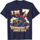 7 Year Old Boys 7th Birthday Dinosaur Monster Truck Party T-Shirt - T-Shirt | Navy