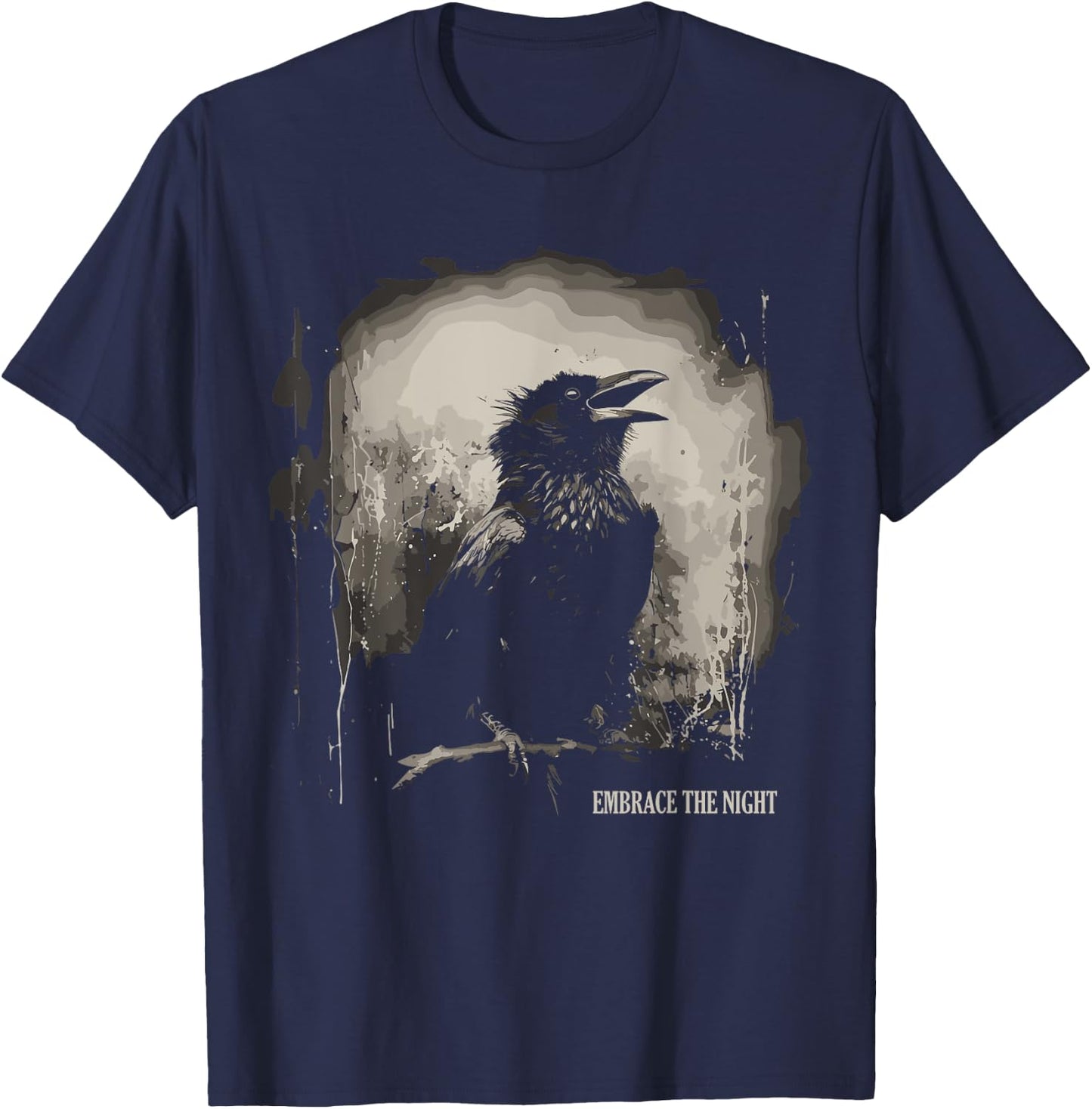 Embrace the Night - Mystic Raven Gothic Witchcraft Crow T-Shirt - T-Shirt | Navy