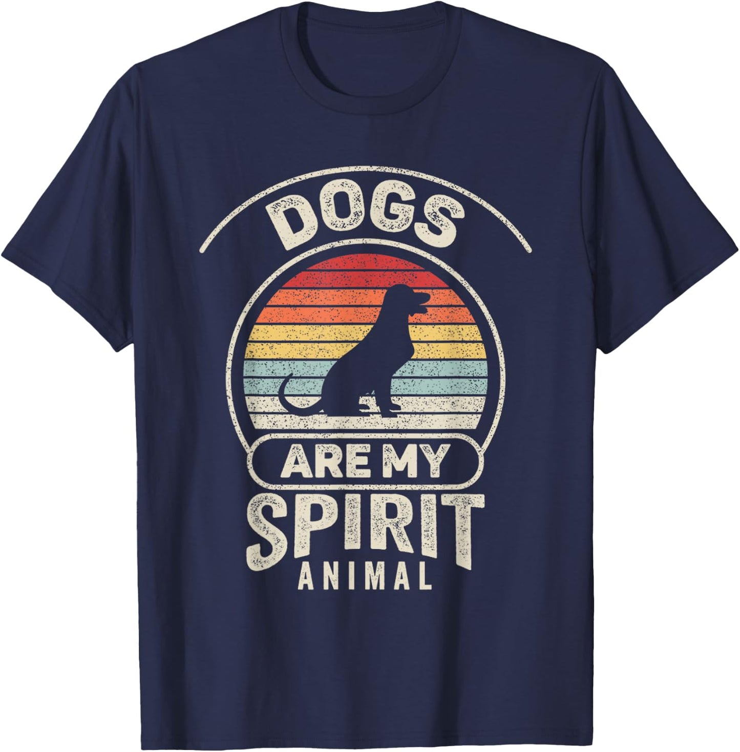 Retro Dogs Are My Spirit Animal Dog Lover Owner Women Girls Kids T-Shirt - T-Shirt | Navy