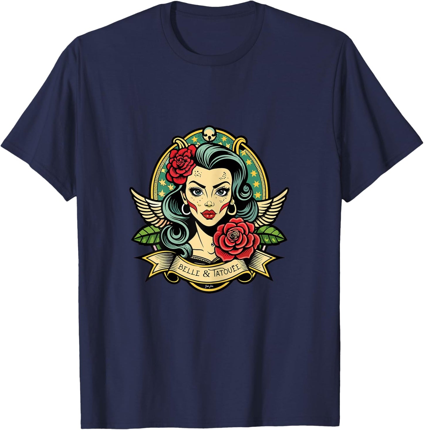 Beautiful & Tattoo Tattoo Gift T-Shirt - T-Shirt | Navy