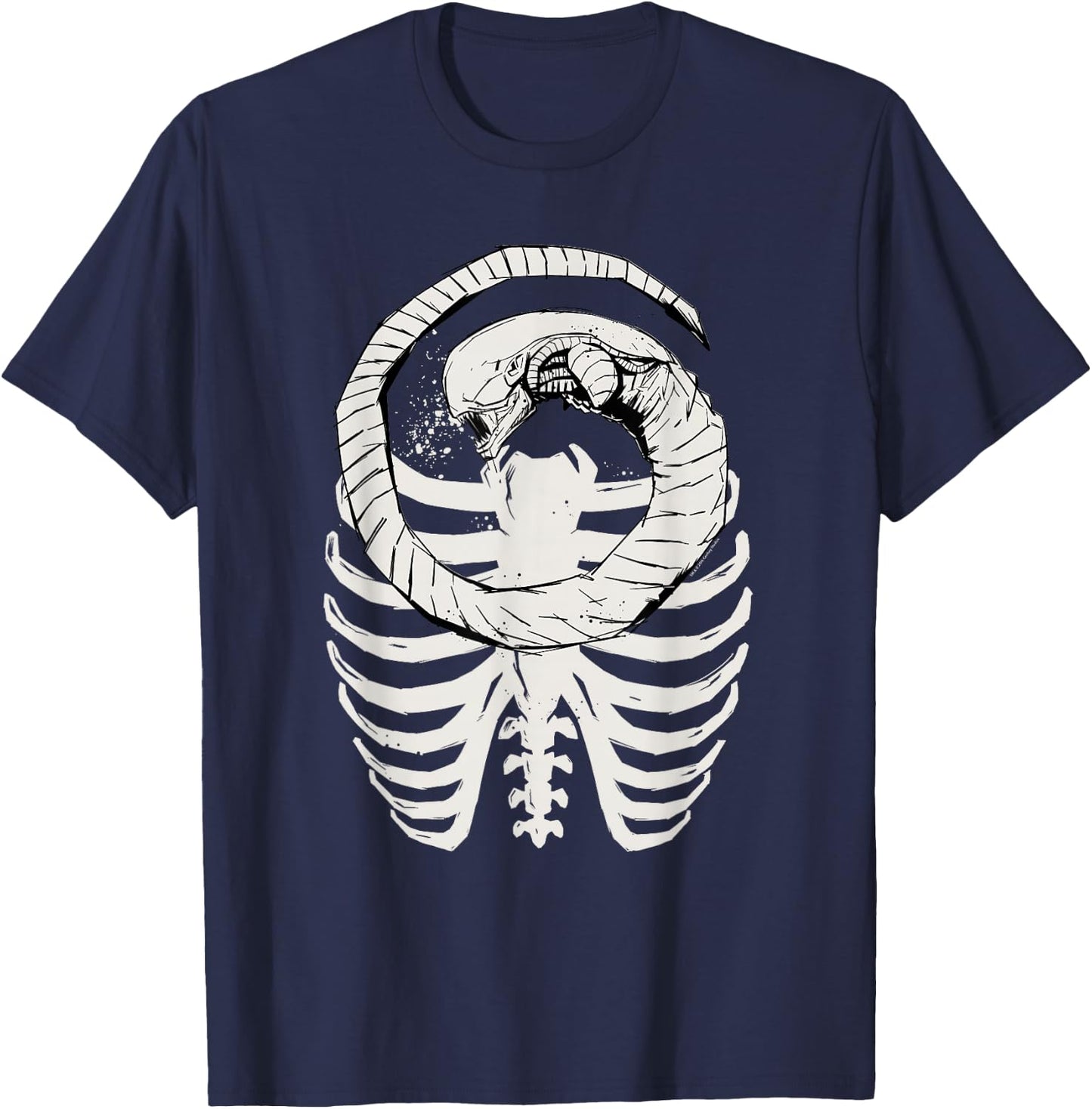 Alien: Romulus Xenomorph Chestburster in Ribcage Art , Black, S T-Shirt - T-Shirt | Navy