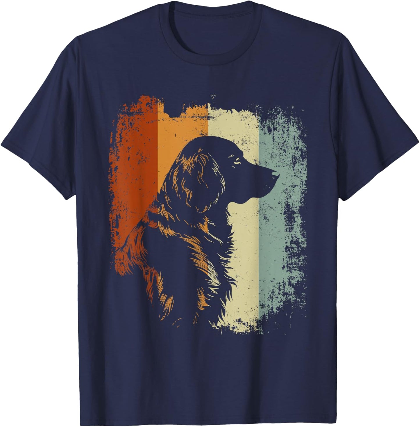 Flat Coated Retriever Dog Retro Design T-Shirt - T-Shirt | Navy