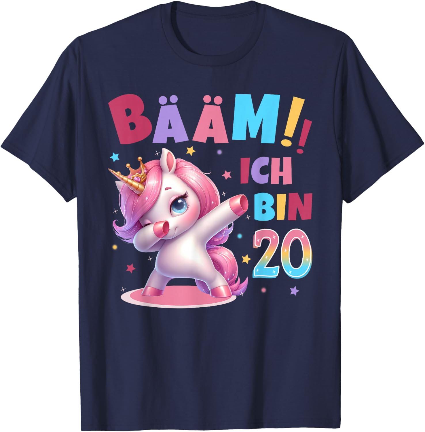 20th Birthday Woman 20 Years Unicorn Party Outfit Unicorn , black T-Shirt - T-Shirt | Navy