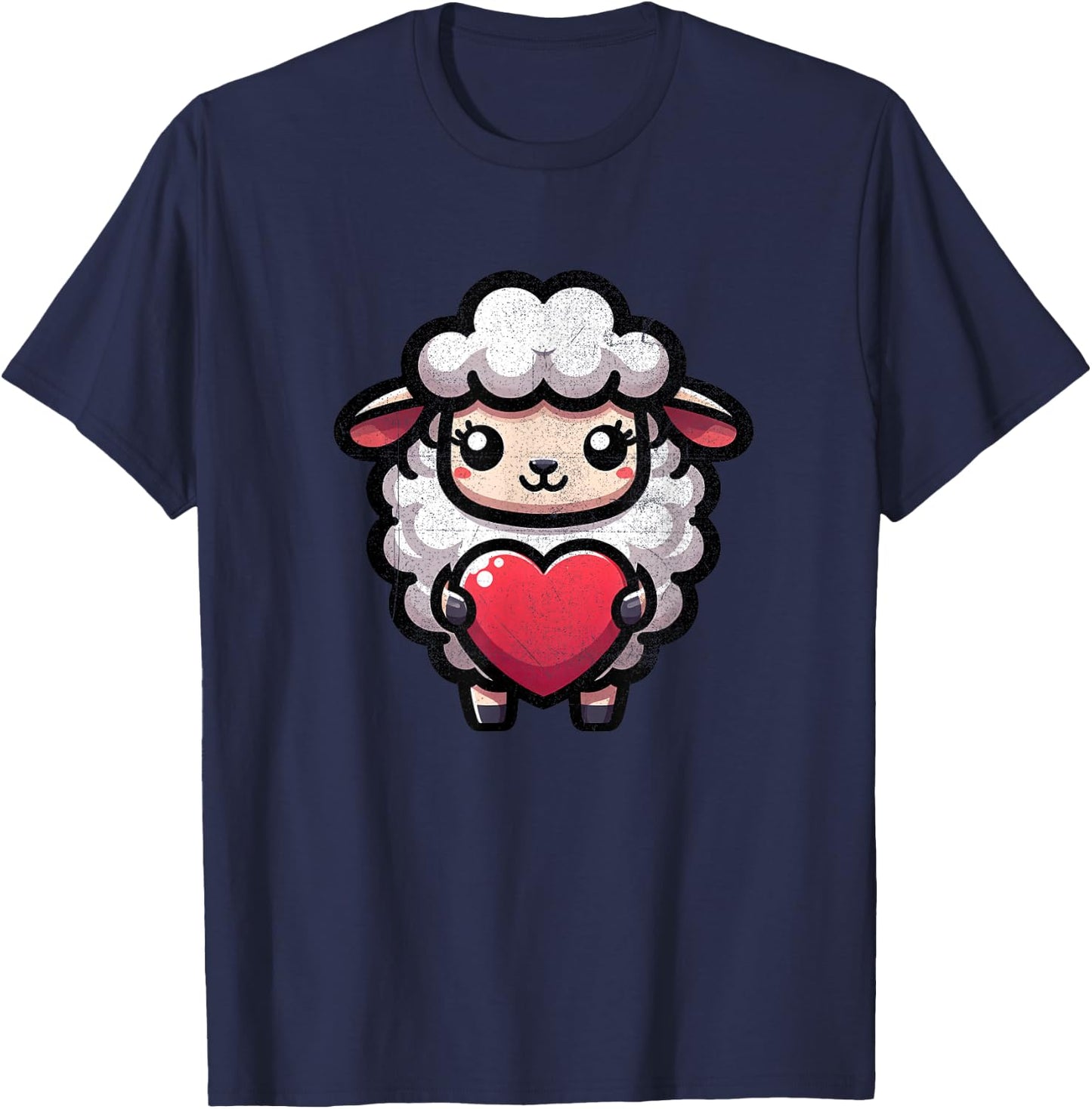 Sheep Lamb Valentines Heart Lover Funny Boys Girls Kids T-Shirt - T-Shirt | Navy