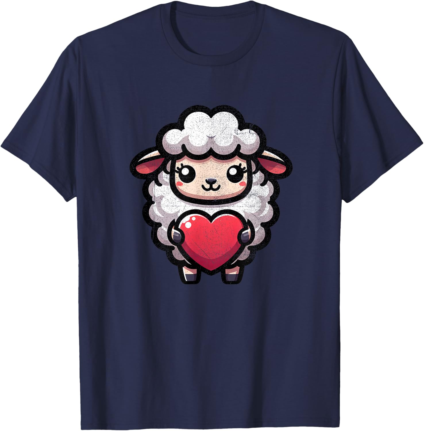 Sheep Lamb Valentines Heart Lover Funny Boys Girls Kids T-Shirt - T-Shirt | Navy