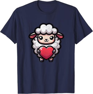 Sheep Lamb Valentines Heart Lover Funny Boys Girls Kids T-Shirt - T-Shirt | Navy