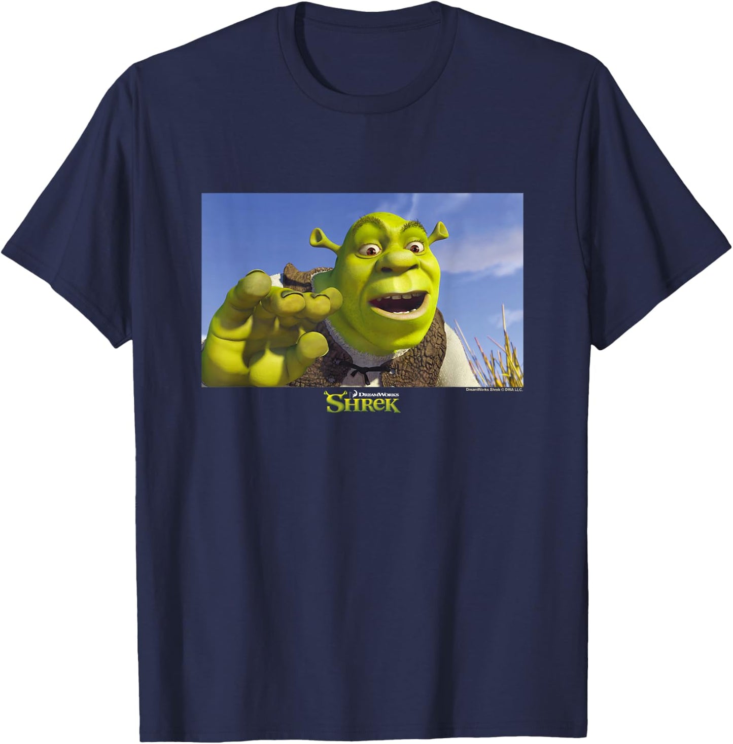 Shrek Iconic Sarcastic Shrek Scene Big Chest Poster T-Shirt - T-Shirt | Navy
