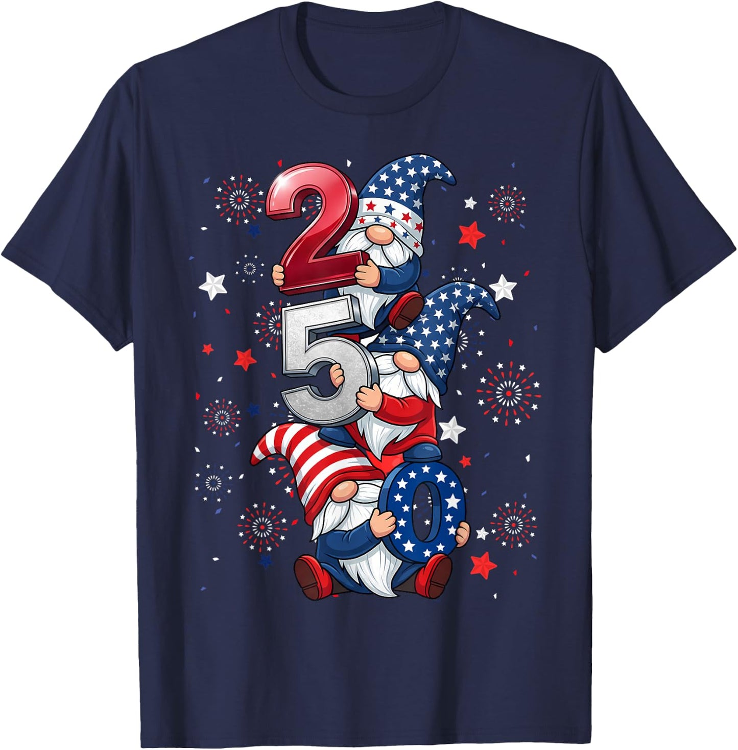 Gnome 250 Years 1776-2026 250th Birthday 4th July Patriotic T-Shirt - T-Shirt | Navy