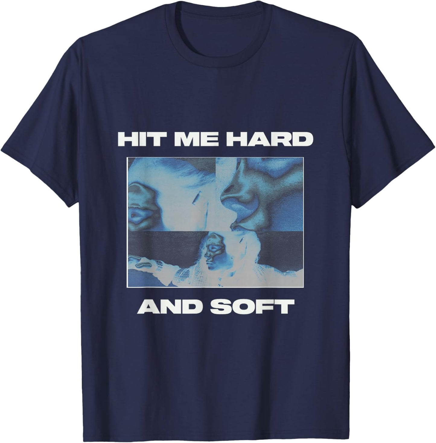 Official Billie Eilish HIT ME Hard and Soft Inverted Red , Red, S T-Shirt - T-Shirt | Navy
