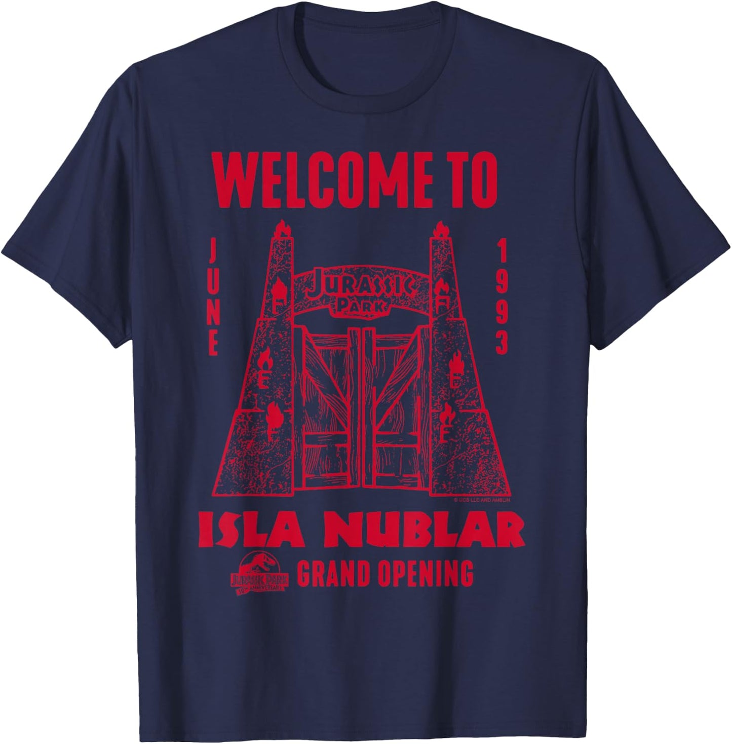 Jurassic Park 30th Anniversary Welcome to Isla Nublar Retro T-Shirt - T-Shirt | Navy
