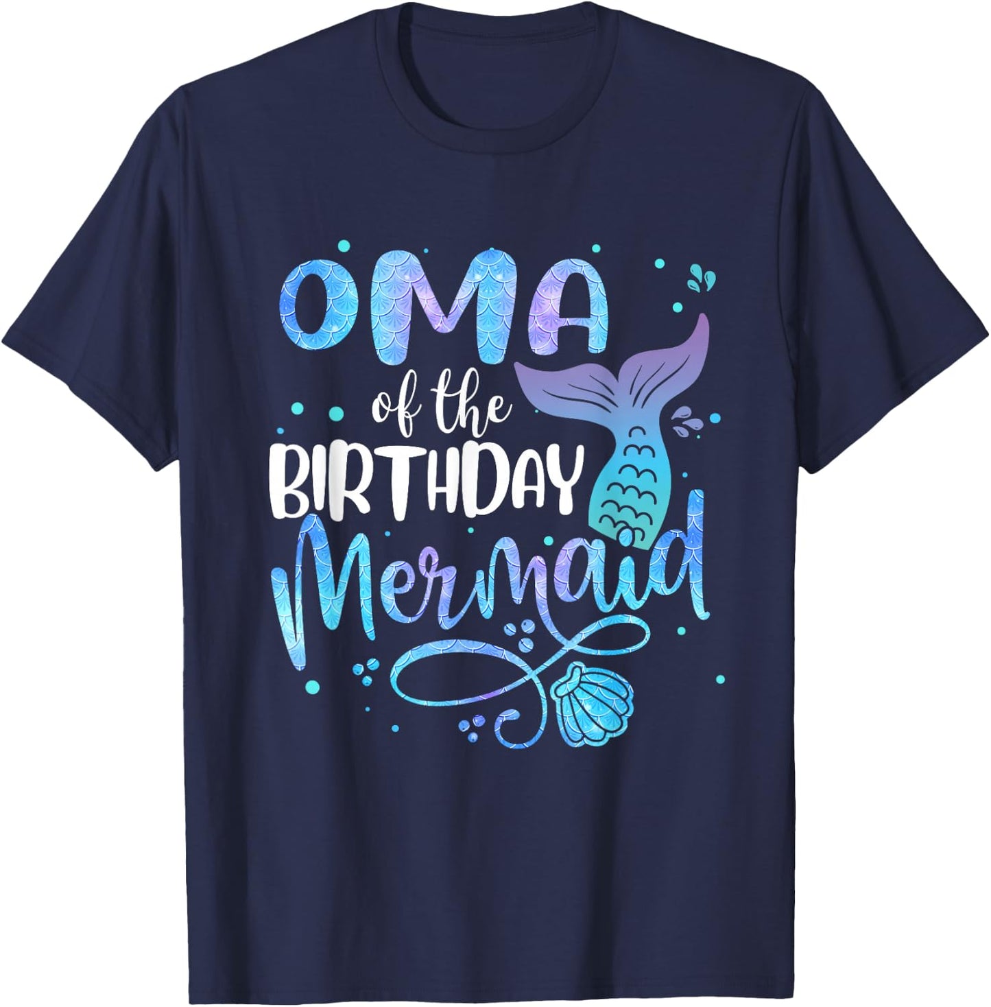 Grandma of the Birthday Mermaid Family Matching Party Squad T-Shirt - T-Shirt | Navy