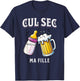 Funny Gift Dad Newborn Baby Girl Bottle & Beer , Black, S T-Shirt - T-Shirt | Navy