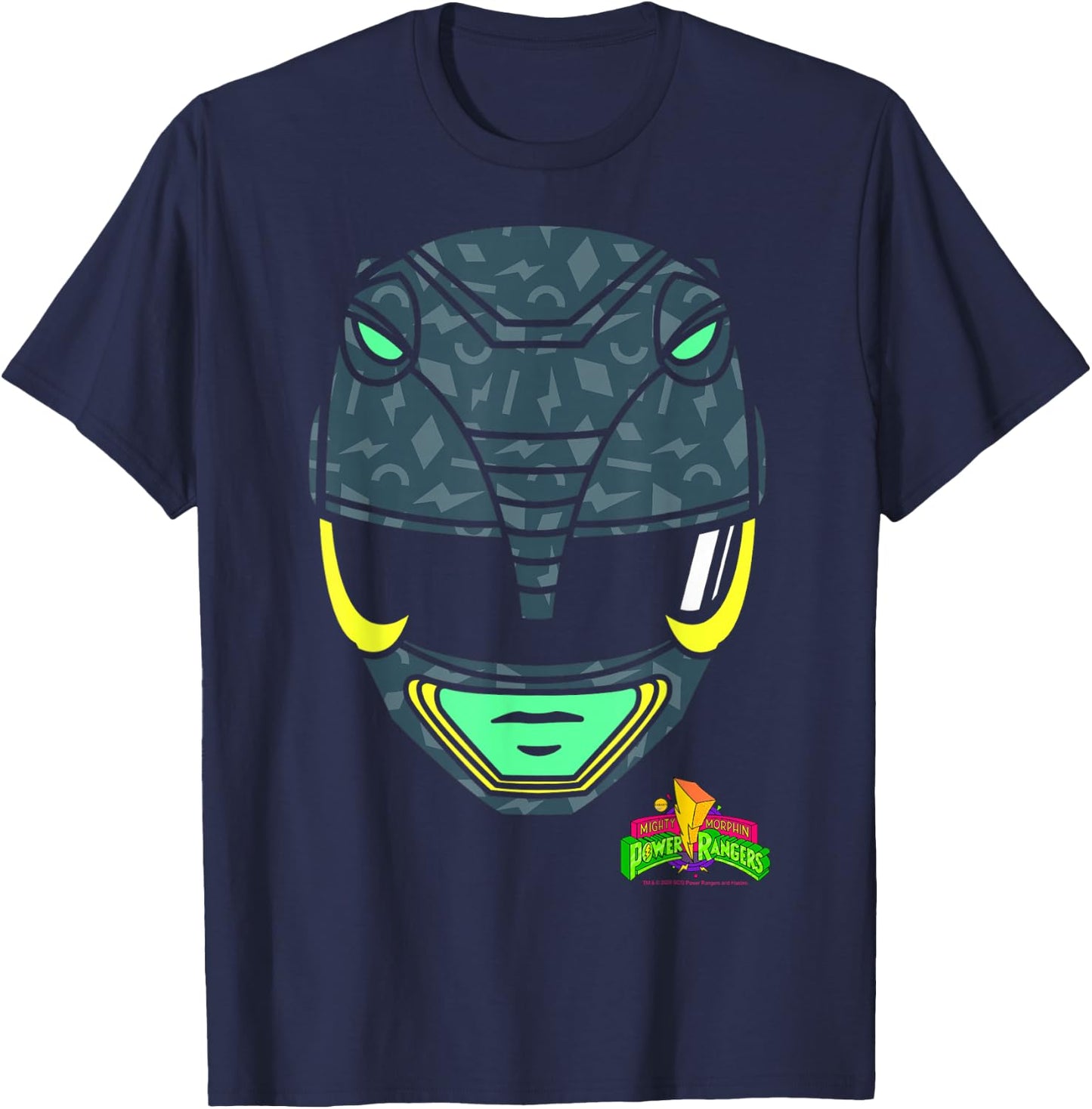 Power Rangers Black Ranger Retro Print Big Face T-Shirt - T-Shirt | Navy