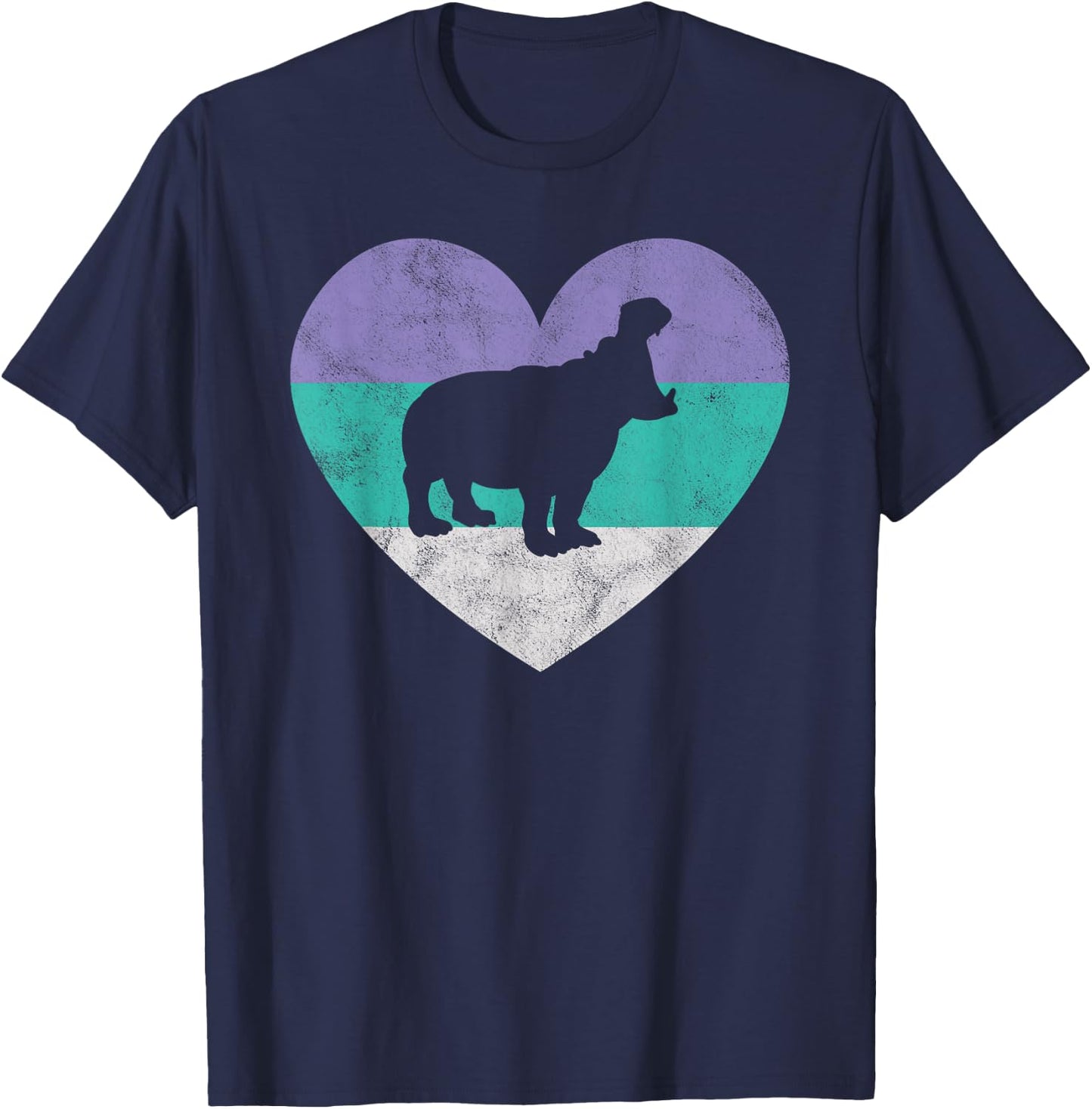 Hippopotamus Gift & Girls Retro Cute T-Shirt - T-Shirt | Navy