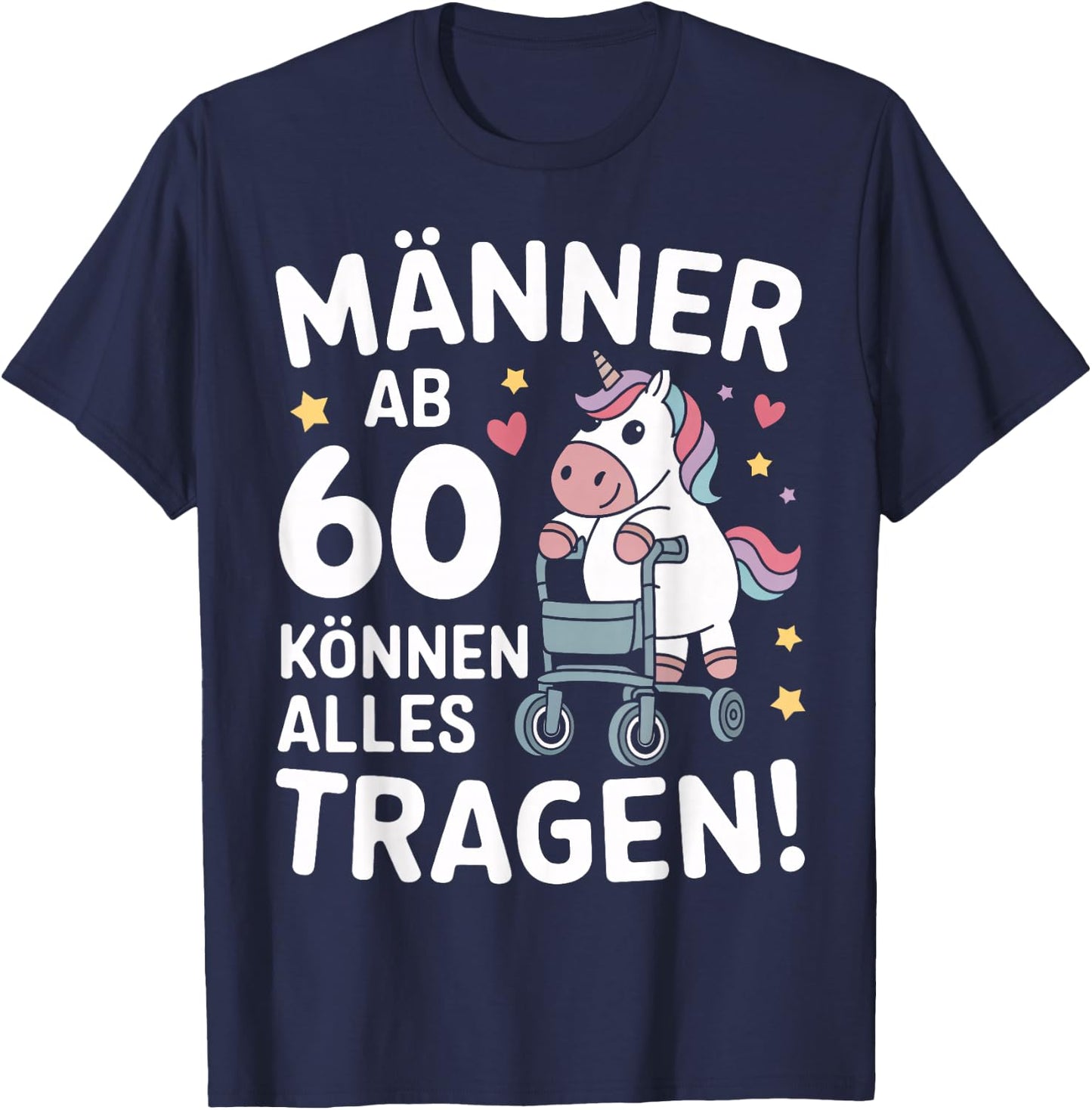 60th Birthday Man Woman 60 Years 1964 Decorative Funny Gift , black T-Shirt - T-Shirt | Navy