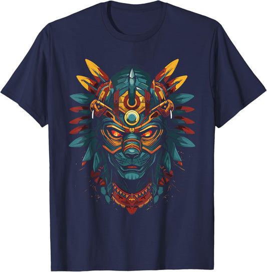 Aztec Jaguar Warrior Aztec Culture Mayan Indigenous T-Shirt - T-Shirt | Navy