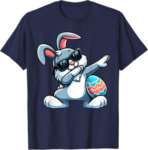 Dabbing Bunny Easter Eggs Dab Boys Girls Kids Rabbit T-Shirt - T-Shirt | Navy