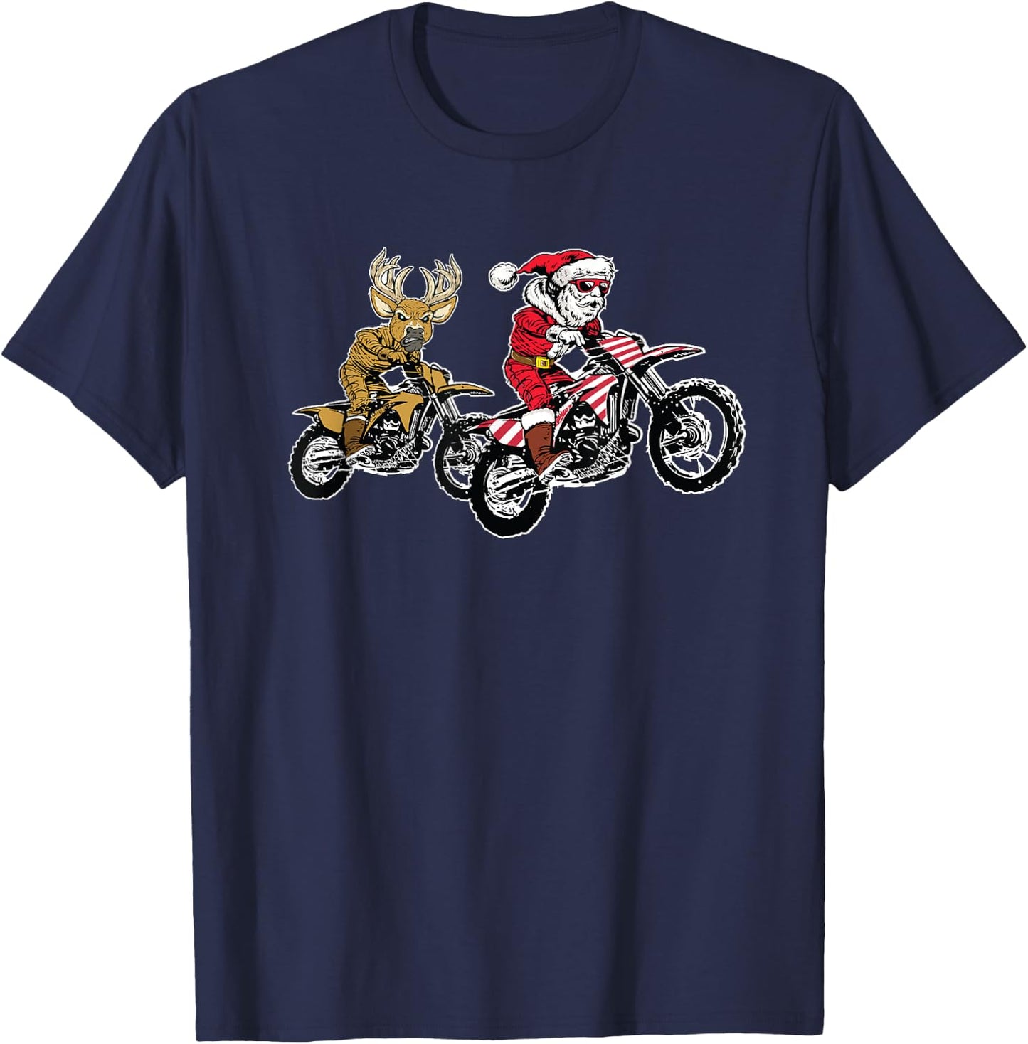 Christmas Motocross Santa Claus MX Dirt Bike T-Shirt - T-Shirt | Navy