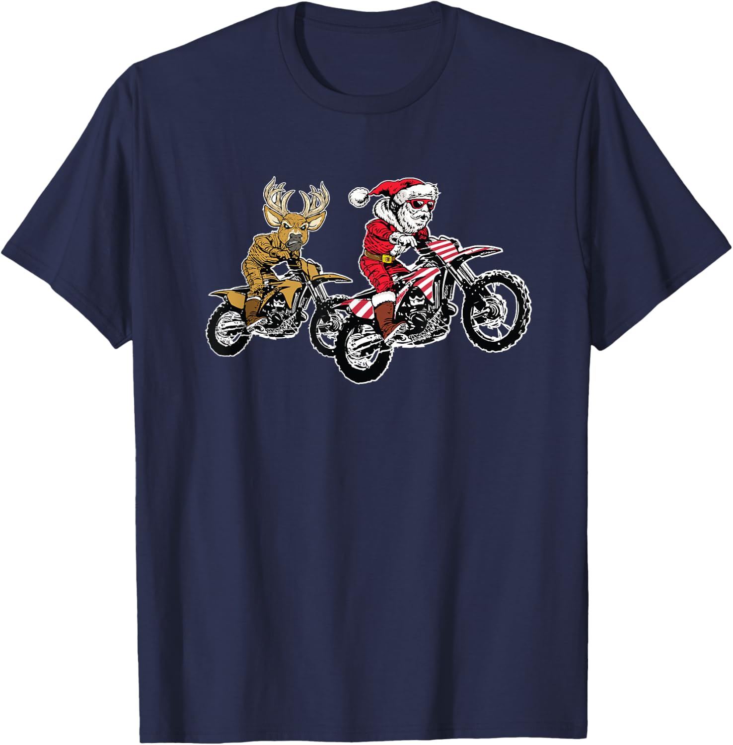 Christmas Motocross Santa Claus MX Dirt Bike T-Shirt - T-Shirt | Navy