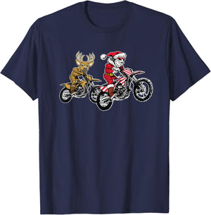 Christmas Motocross Santa Claus MX Dirt Bike T-Shirt - T-Shirt | Navy