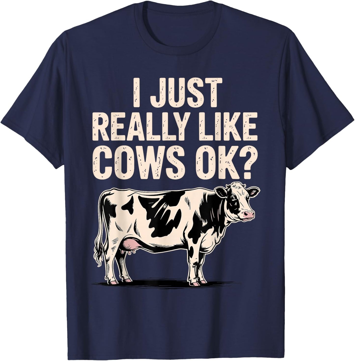 Funny Cow Design Women Kids Dairy Cattle Cow Lovers T-Shirt - T-Shirt | Navy