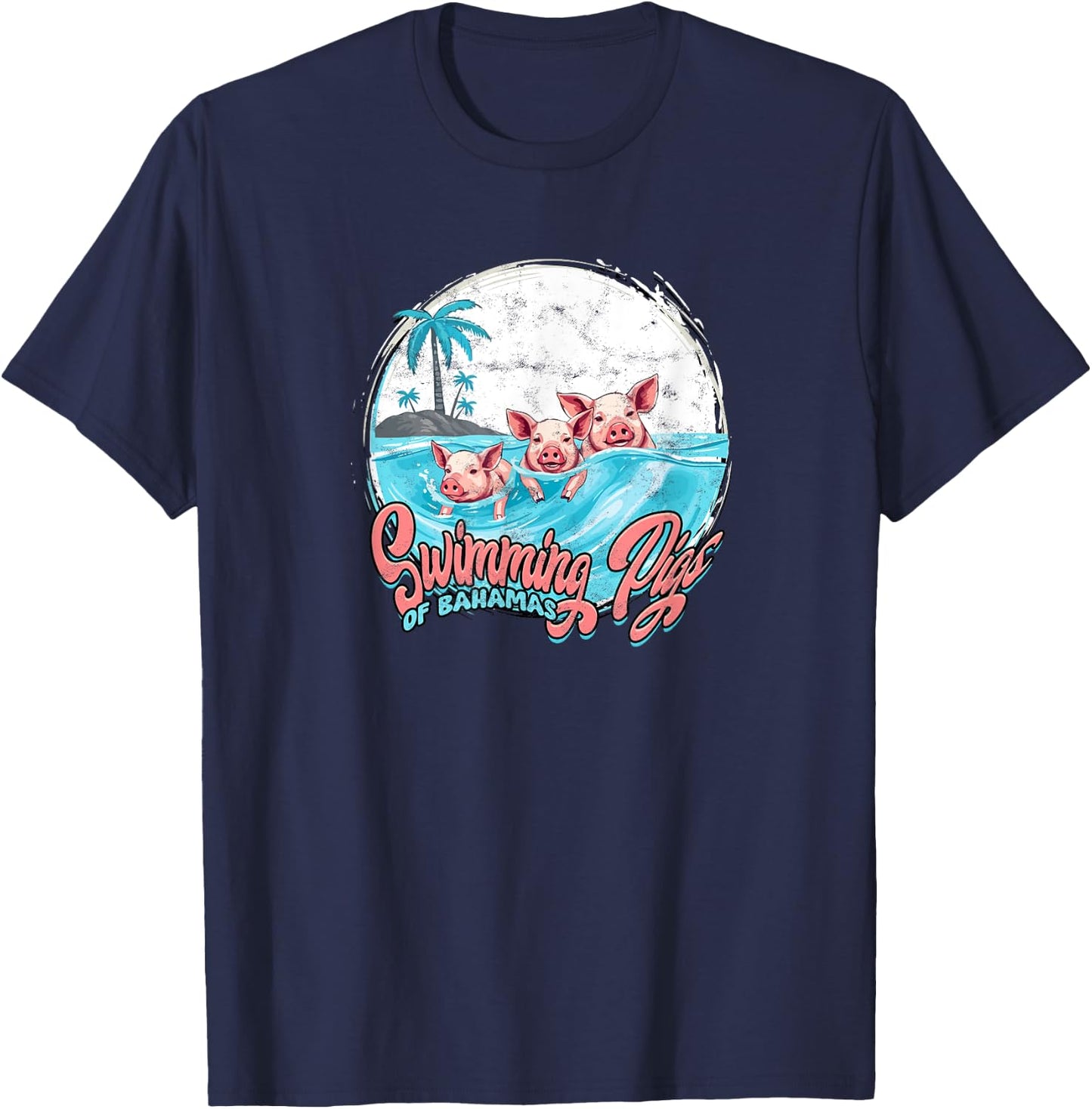 Swimming Pigs Bahamas - Fun T-Shirt - T-Shirt | Navy