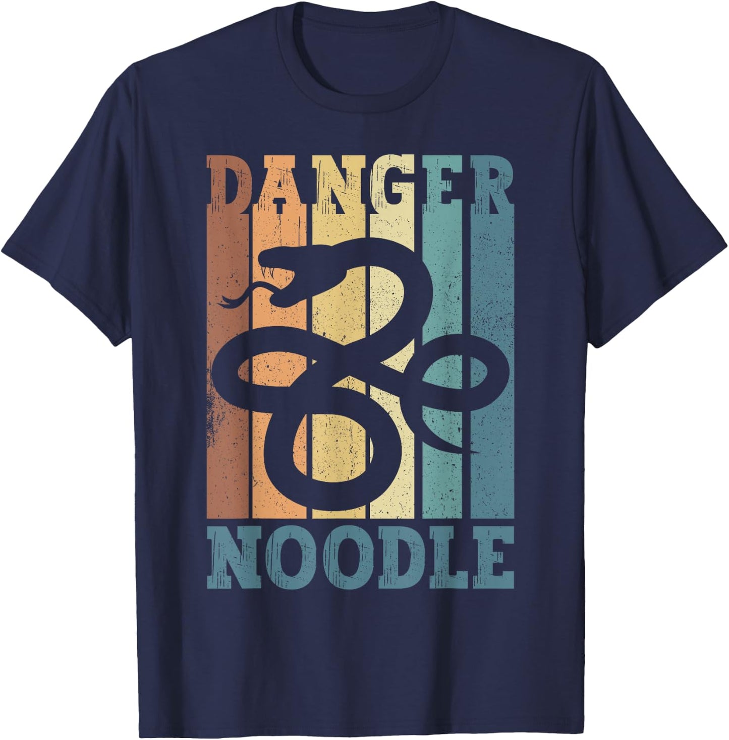 Snake Danger Noodle Retro T-Shirt - T-Shirt | Navy