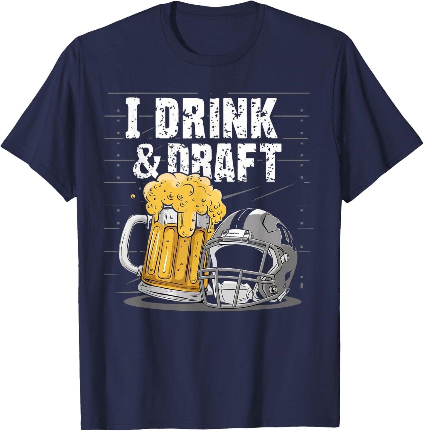 Fantasy Football Party Draft Beer Sipping T-Shirt - T-Shirt | Navy
