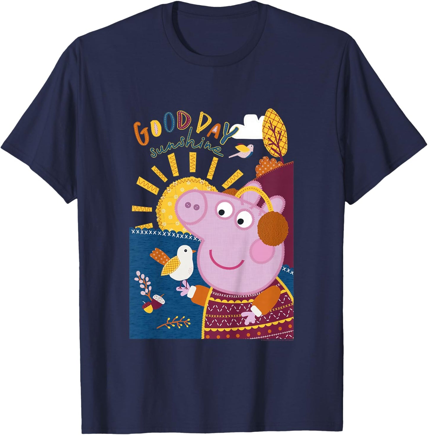 Peppa Pig Good Day Sunshine Colorful Nature Portrait T-Shirt - T-Shirt | Navy