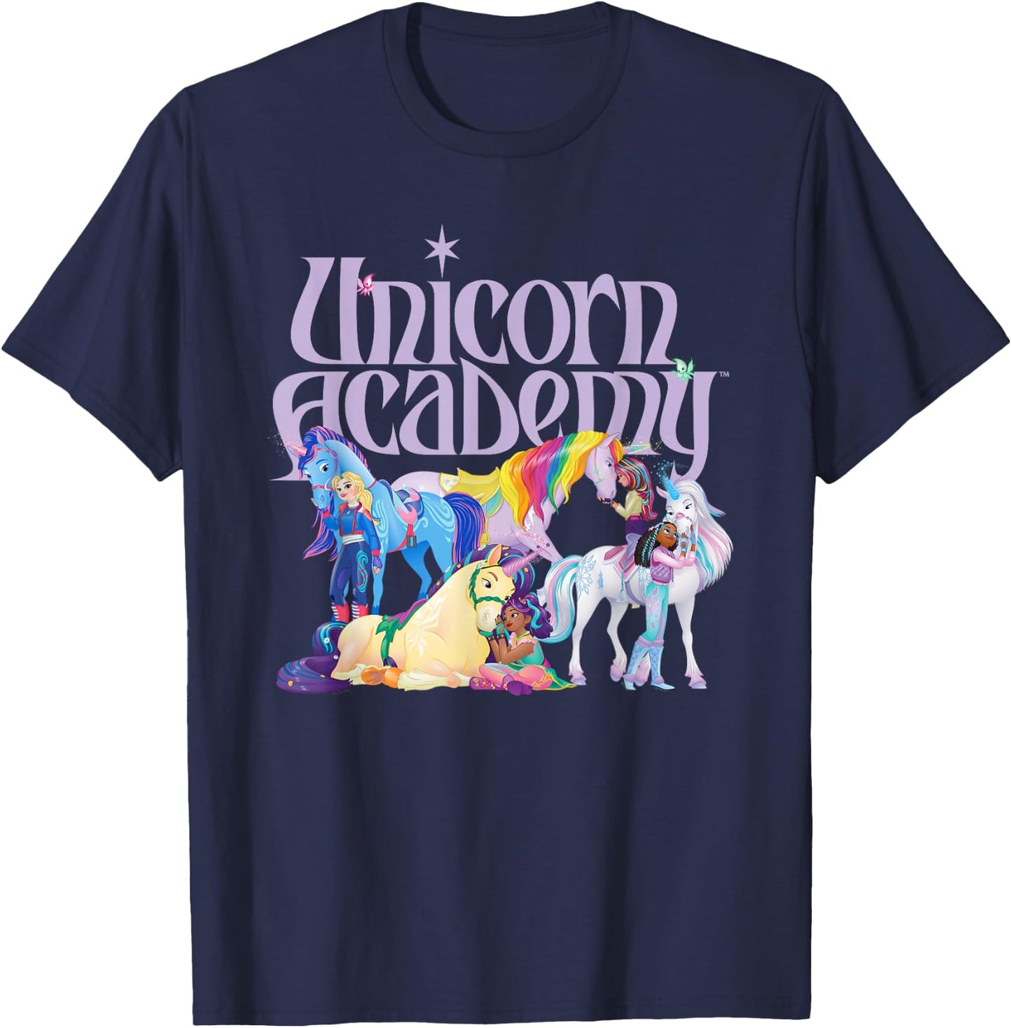 Rider and Unicorns , black T-Shirt - T-Shirt | Navy