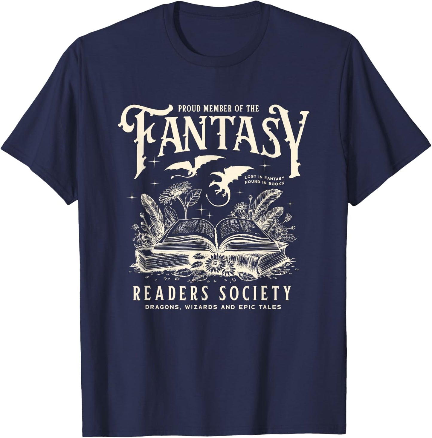 Fantasy Readers Society Romance Readers Romantasy Reading T-Shirt - T-Shirt | Navy