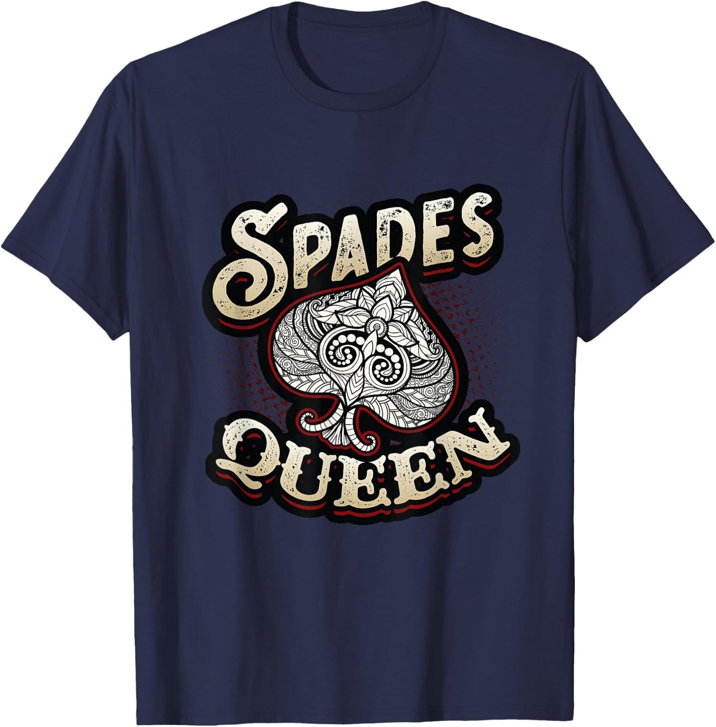 Spades Queen Spades Card Game T-Shirt - T-Shirt | Navy