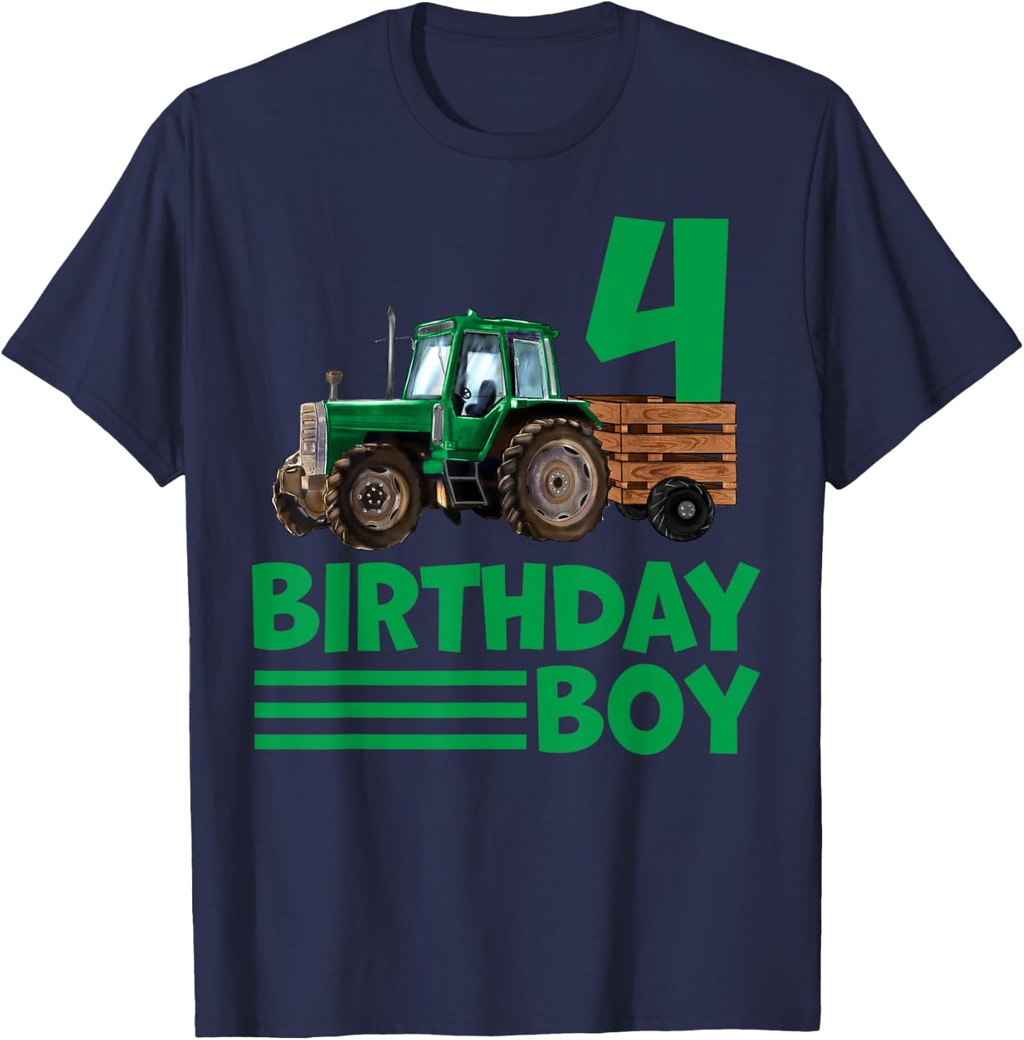 I'm 4 Years Old Farmer Tractor It's My 4th Birthday Boy T-Shirt - T-Shirt | Navy