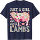 Lamb Just A Girl Who Loves Lambs Women Farmer Sheep Flower T-Shirt - T-Shirt | Navy