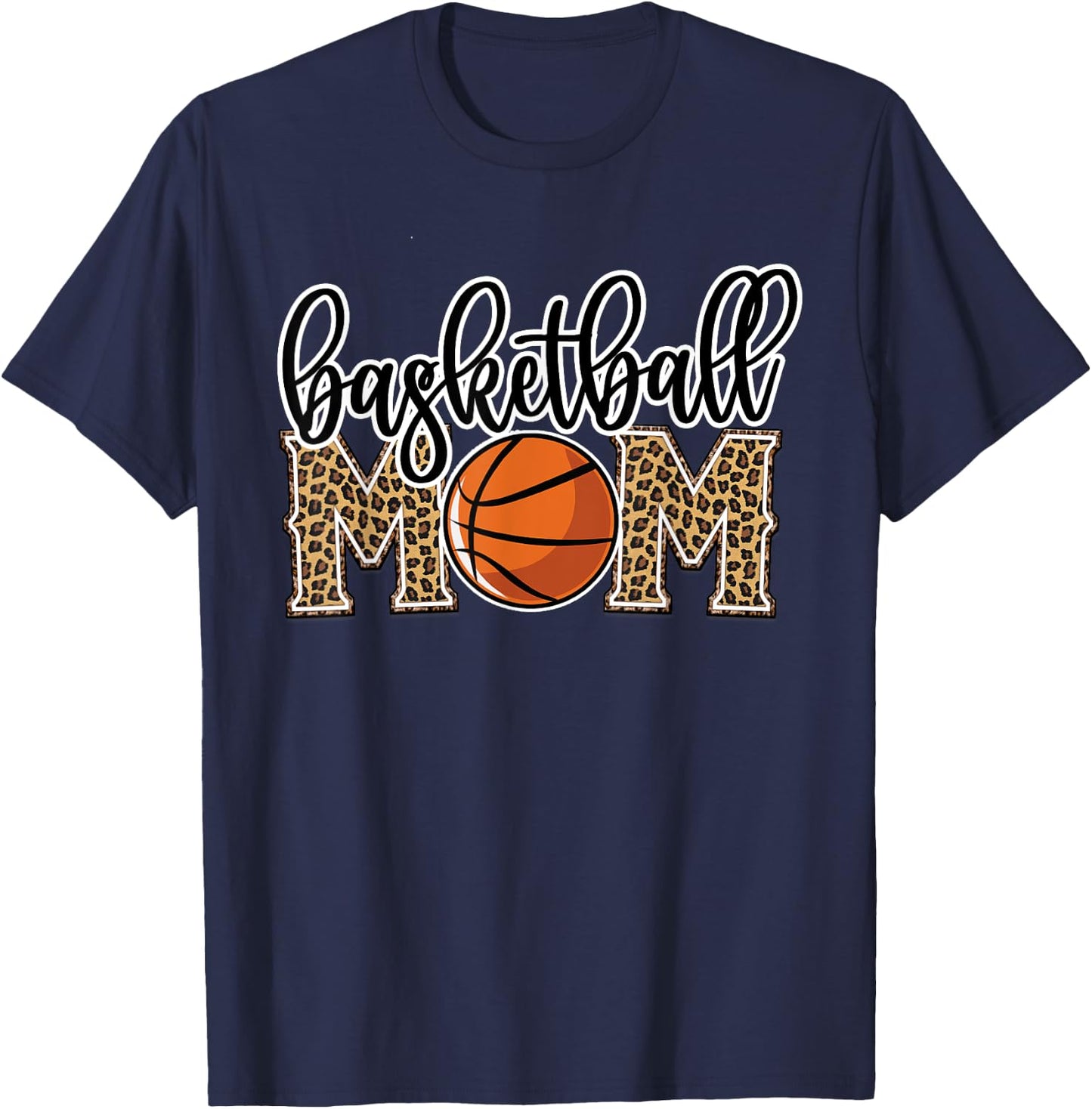Basketball Mom Leopard Print Cheetah Proud Mom Sport T-Shirt - T-Shirt | Navy