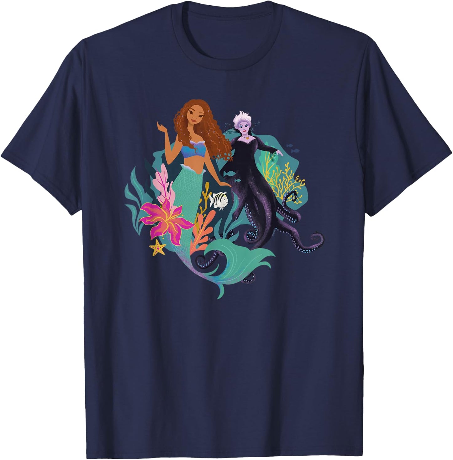 Disney The Little Mermaid Ariel, Flounder and Ursula T-Shirt - T-Shirt | Navy
