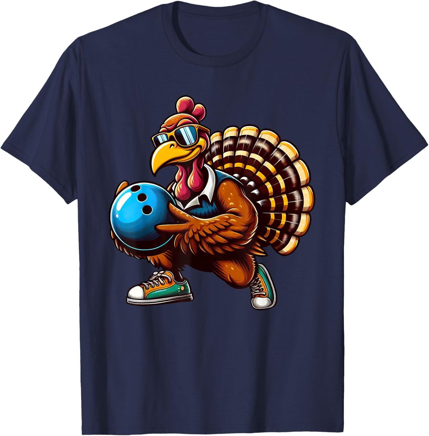 Funny Turkey Bowler Thanksgiving Bowling Kids T-Shirt - T-Shirt | Navy
